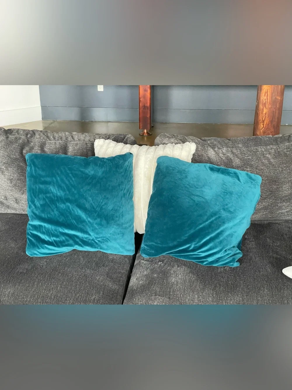 Turquoise Velvet Throw Pillow - Set of 2 - 17”x17”